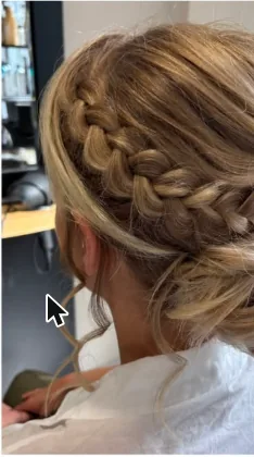 Tresse couronne réalisée au salon Zélie Duflou Coiffure à Coudekerque-Branche